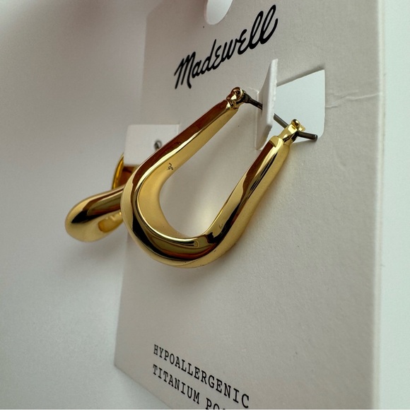 Madewell Twisted Puff Hoop Earrings NL575 Gold-Plated Recycled Brass NWT - Picture 10 of 12